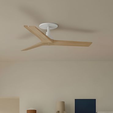 Faro Klim S - Deckenventilator mit Einbaufassung - Ø 92,5 cm - matt Weiß und Kiefer