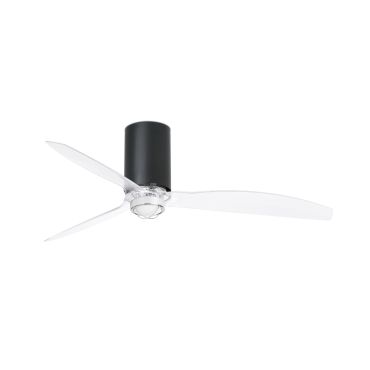 Faro Mini Tube - Deckenventilator mit Licht und Fernbedienung - Ø 128 cm - 17W LED inkl. - mattschwarz und transparent