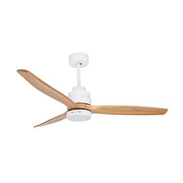 Nova Luce Nature - Deckenventilator mit Licht und Fernbedienung - Ø 132 x 48 cm - 12W LED inkl. - matt weiß und hellbraun