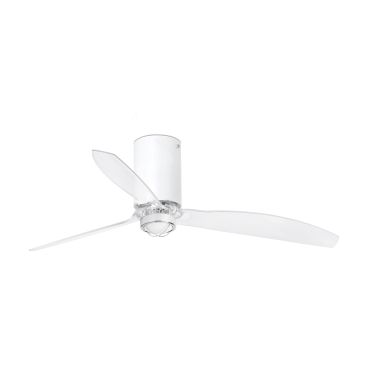 Faro Mini Tube - Deckenventilator mit Licht und Fernbedienung - Ø 128 cm - 17W LED inkl. - matt weiß und transparent