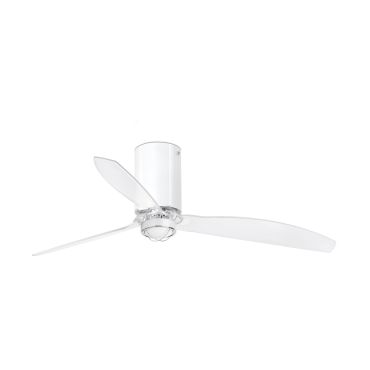 Faro Mini Tube - Deckenventilator mit Licht und Fernbedienung - Ø 128 cm - 17W LED inkl. - weiß und transparent