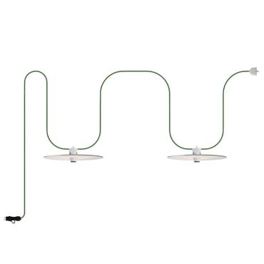 Creative Cables Eiva Ellepì - tragbare Lichtgirlande - 5,6 Meter Gesamtlänge - 2 x E27-Fassungen mit Silikonkabelhalter - IP65 - grün &amp; weiß