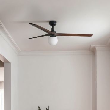 Faro Klim L - Deckenventilator mit Licht - Ø 150 cm - matt schwarz und dunkle walnuss