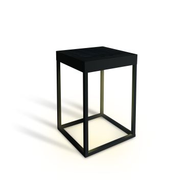 ONE Light - Solar-Gartensäule mit Nachtsensor und USB - 18,5 x 18,5 x 30 cm - 2,2W dimmbare LED inkl - IP65 - schwarz