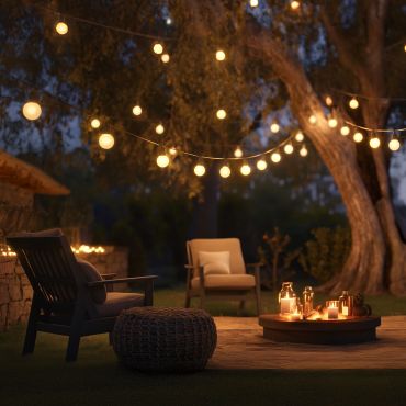 Century Italia Fiesta – 8,5 m Lichterkette, davon 3,34 m Kabel – 10 x 6W LED inkl. – IP44 – schwarz