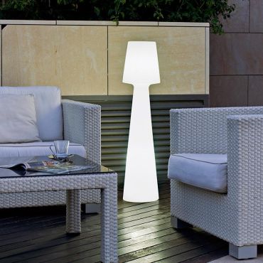 New Garden Lola 110 - wiederaufladbare Stehleuchte mit Fernbedienung - Ø 26,5 x 110 cm - 12W dimmbare LED inkl. - IP65 - weiß