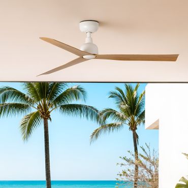 Faro Marine M - Deckenventilator für den Außenbereich - Ø 125 cm - IP44 - matt weiß und Eichenmuster