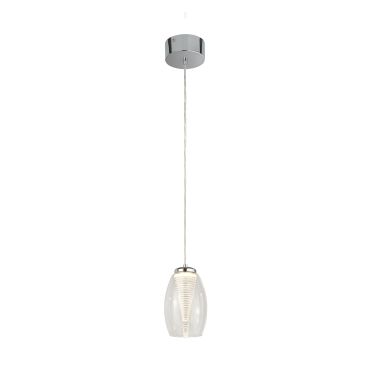 Searchlight Cyclone - Hängeleuchte - Ø 11,5 x 120 cm - 6W LED inkl. - Chrom und transparent