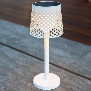 New Garden Greta - Tisch-, Boden- oder Wand-Solarlampe für den Außenbereich mit USB-Anschluss - 80 x 20 x 14 cm - IP65 - weiß