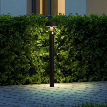 Nova Luce Chiaro - Solar-Gartenpfahl - Ø 17 x 90 cm - 1 W LED inkl. - IP54 - Sand-Schwarz