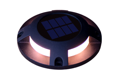 Century Italia Step Solar - solarbetriebener Bodenstrahler mit Tag-/Nachtsensor - Ø12 x 2,6 cm - 0,04W LED inkl. - IP67 - schwarz - 4000K