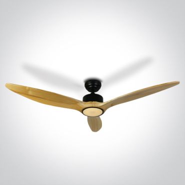 ONE Light Black Body - Deckenventilator mit Licht und Fernbedienung - Ø 132 x 35 cm - schwarz und hellbraun