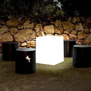 New Garden Cuby 53 - Außen-Tischleuchte mit Kabel - 43 x 43 x 53 cm - 7W LED inkl. - IP65 - weiß