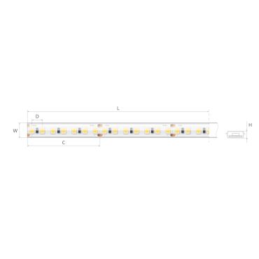 KLUS LED Streifen - 1,07 cm breit, 500 cm Länge - 24Vdc - dimmbar - 5W pro Meter - 140 LEDs pro Meter - IP65 - nur kompatibel mit ausgewählten KLUS Profilen - 3000K