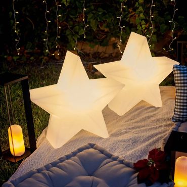 New Garden Nova 60 Christmas Star - wiederaufladbare Solar-Stehlampe mit Fernbedienung - 62 x 57 x 25,6 cm - 5W RGB LED inkl. - IP65 - weiß