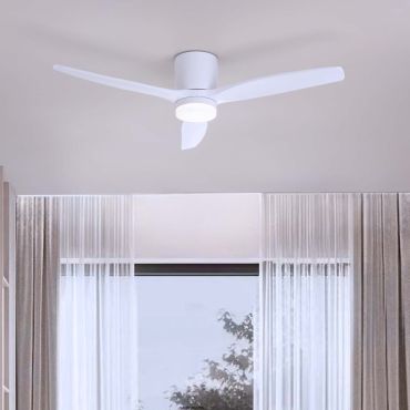 Nova Luce Aloa - Deckenventilator mit Licht und Fernbedienung - Ø 132 x 27,5 cm - 18W LED inkl. - Sand Weiß und Weiß holz
