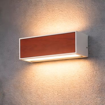 Nova Luce Brown - solarbetriebener Außenwandleuchte - 25,8 x 8,6 x 8,6 cm - 2W LED inkl. - IP65 - Sand Weiß und Holz