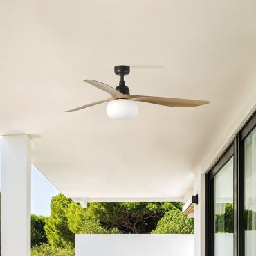 Faro Outwood L - deckenventilator mit licht - Ø 150 cm - IP44 - dunkelbraun und eiche