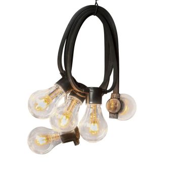 Konstsmide - dekoratives Partylichtset mit Dimmfunktion und austauschbaren LED - 4,5m Länge mit 10m Kabel - 10 LED Birnen inkl. - 6,2W - IP44 - schwarz