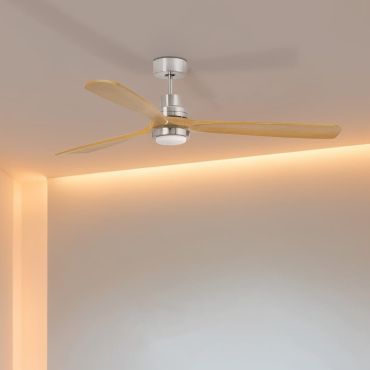 Faro Lantau L - Deckenventilator mit Licht - Ø 132 cm - Nickel matt und Kiefer