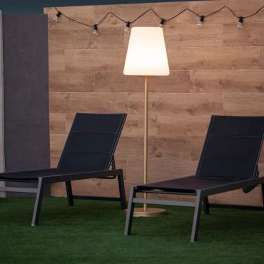 New Garden Lola slim 180 - wiederaufladbare Stehleuchte mit Solarpanel - Ø44 x 177 cm - 6.5W dimmbare LED inkl. - IP65 - gold