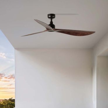 Faro Outwood L – Deckenventilator – Ø 150 cm – IP44 – schwarz und dunkles Walnussholz