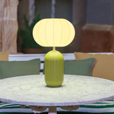 New Garden Rachel 45 - aufladbare Tischleuchte mit Solarantrieb und Akku, inklusive Fernbedienung - Ø 27,9 x 44,3 cm - RGB + Weiß 5W LED inkl. - IP65 - olivgrün