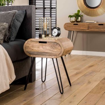 Vico Barrel - Nachttisch - 50 x 35 x 60 cm - Mangoholz