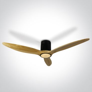 ONE Light Black Body - Deckenventilator mit Licht und Fernbedienung - Ø 132 x 27 cm - schwarz und hellbraun