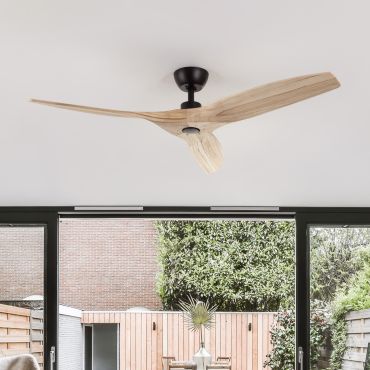 Nova Luce Ninemia - Deckenventilator mit Fernbedienung - Ø 132 cm - schwarz und Naturholz