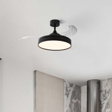Nova Luce Nevma - Deckenventilator mit Licht und Fernbedienung - Ø 107 x 49 cm - 36W LED inkl. - Matt schwarz