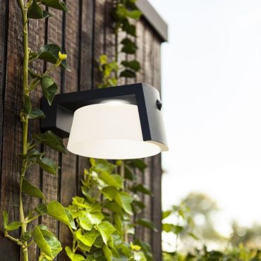 Lutec Moon - Außen-Solar-Wandleuchte mit Bewegungssensor - 21,7 x 16 x 9,6 cm - 9,5W LED inkl. - IP44 - dunkelgrau