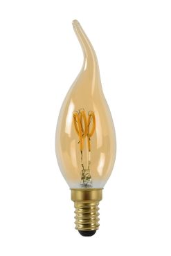 LED-Filament-Kerzenlampe - Ø 3,5 x 11,5 cm - E14 - 3W dimmbar - 2200K - bernsteinfarben