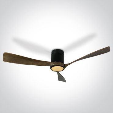 ONE Light Black Body - Deckenventilator mit Licht und Fernbedienung - Ø 132 x 27 cm - schwarz und dunkelbraun