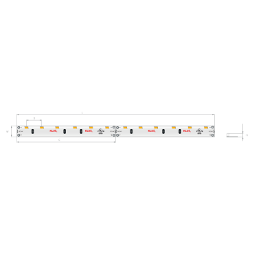 KLUS LED Streifen - 0.5cm breit, 500cm lang - 24Vdc - dimmbar - 4.5W dimmbare LED pro Meter - 60 LEDs pro Meter - 2700K