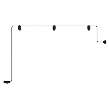 Creative Cables Eiva - tragbare Lichtergirlande - 4,9 Meter Gesamtlänge - 3 x Eiva 2-Wege E27 Fassung mit Silikonkabelhalter - IP65 - schwarz