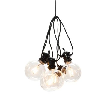 Konstsmide - dekorative Lichtschnur mit Dimmfunktion - Verlängerungsset - 9,15 Meter Länge plus 8,5 Meter Schnur - 10 austauschbare LED-Birnen inklusive - 7W - IP44 - schwarz