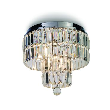 Searchlight Empire - Deckenleuchte - Ø 34 x 33 cm - IP44 - Chrom und transparent