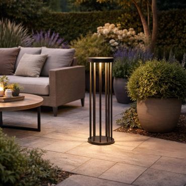 Lucide Jackson - Sockelleuchte mit Solar-Tag/Nacht-Sensor - Ø 16 x 50 cm - 2W dimmbare LED inkl. - IP65 - schwarz