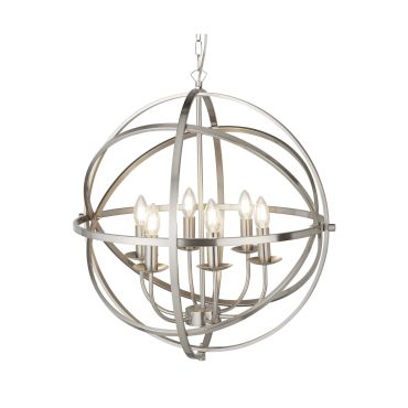 Searchlight Orbit - Kronleuchter - Ø 60 x 210 cm - satiniert silber
