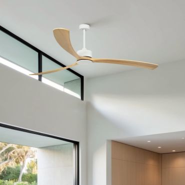 Faro Kauai XXL - ventilateur de plafond - Ø 233 cm - matt Weiß und Kiefer