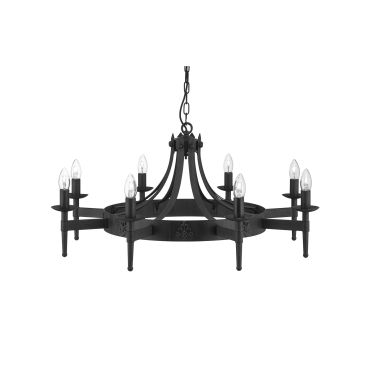 Searchlight Cartwheel - Kronleuchter - Ø 85 x 90 cm - schwarz