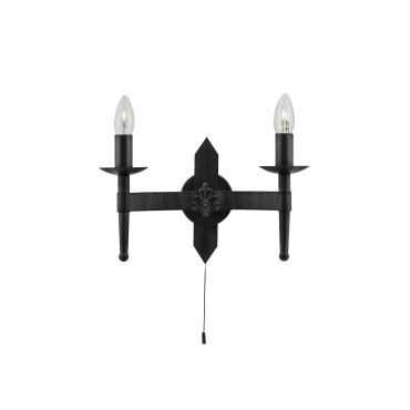 Searchlight Cartwheel - Wandleuchte mit Zugschalter - 34 x 21,5 cm - schwarz