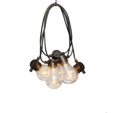 Konstsmide - dekoratives Partylichtset mit Dimmfunktion und austauschbaren LED - 4,5m Länge mit 10m Kabel - 10 LED-Lampen inkl. - 4,2W - IP44 - schwarz