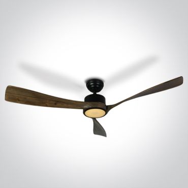 ONE Light Black Body Rod - Deckenventilator mit Licht und Fernbedienung - Ø 132 x 35 cm - schwarz und dunkelbraun