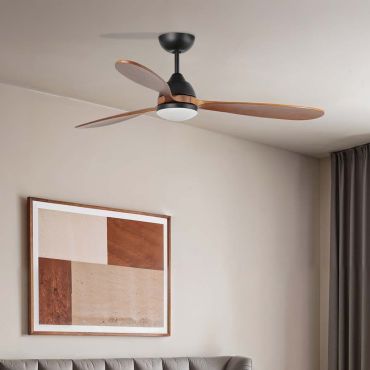 Faro Poros L - Deckenventilator mit Licht - Ø 132 cm - matt schwarz und walnuss