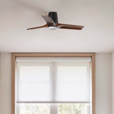 Faro Heywood Tub S - deckenventilator mit licht - Ø 90 cm - matt schwarz und walnuss