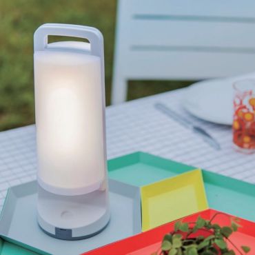 Lutec Dragonfly - tragbare Solarlampe mit USB-Anschluss - Ø 10 x 28 cm - 3 Stufen Dimmer - 1.2W LED inkl. - IP54 - weiß