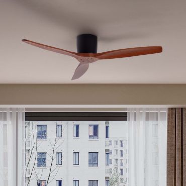 Nova Luce Ninemia - Deckenventilator mit Fernbedienung - Ø 132 cm - Sand schwarz und dunkles Holz
