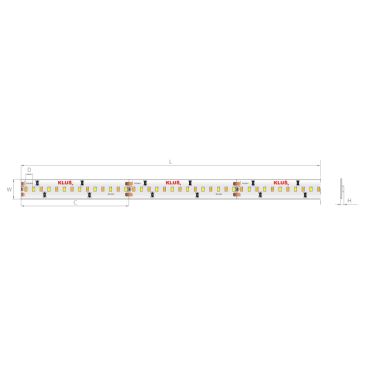 KLUS LED-Streifen – 1,0 cm breit, 500 cm Länge – 24 V DC – dimmbar – 14,4 W LED pro Meter – 252 LEDs pro Meter – IP20 – 2700–5000K